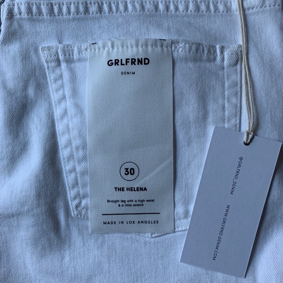 NWT GRLFRND Helena Straight Leg Raw Hem White Jean - Picture 4 of 6